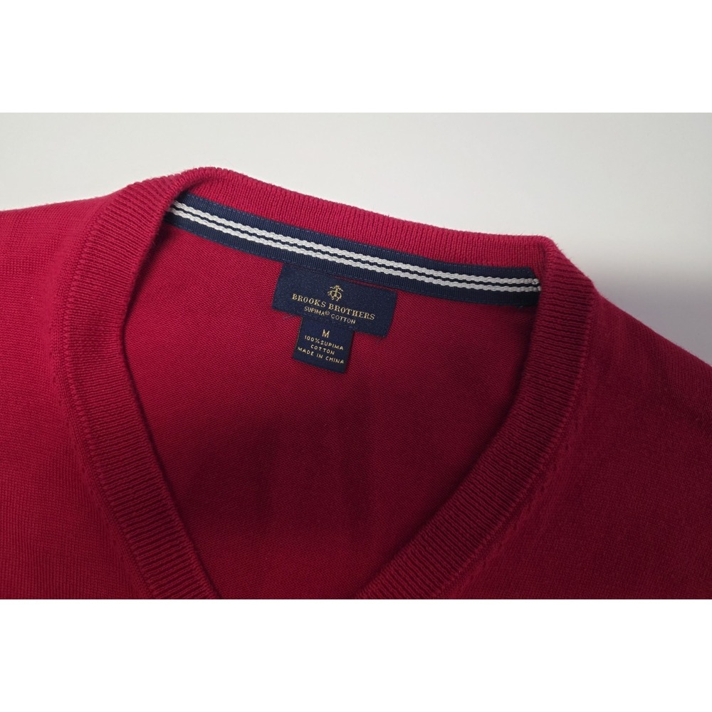 Brooks Brothers Mens Size XL 100% Supima Cotton Red Long Sleeve V Neck Pullover‎